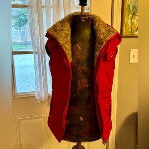 Cute red vest with Sherpa neckline & hood